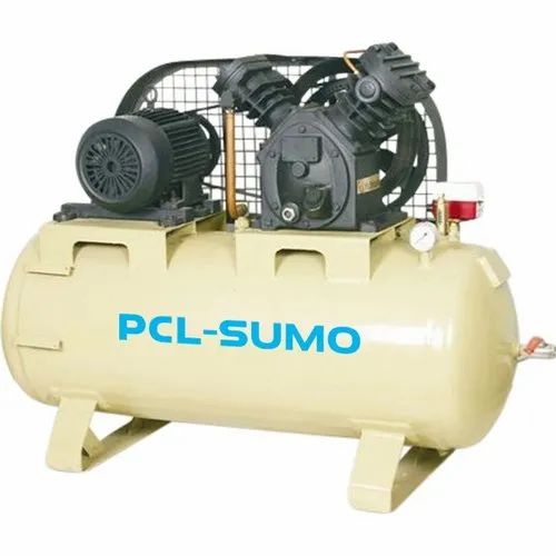 PSL Sumo heavy-duty air compressor with pressure gauge and tank for workshop and industrial use.